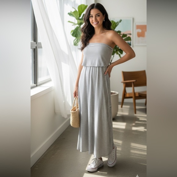 GAP Dresses & Skirts - NEW GAP Convertible Strapless Maxi Tube Dress Skirt Striped Soft Size Large